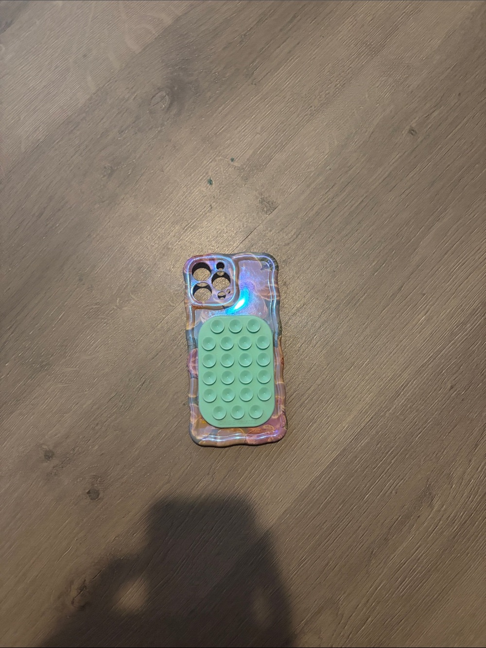 Iridescent Clear Phone Case with Mint Silicone Pop Grip